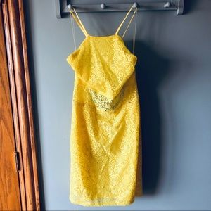 Cals yellow lacy open back dress